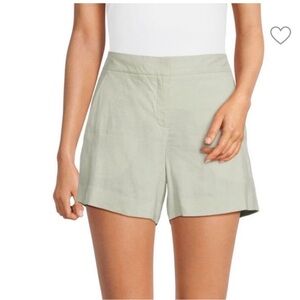 Theory sleek crunch  linen khaki shorts